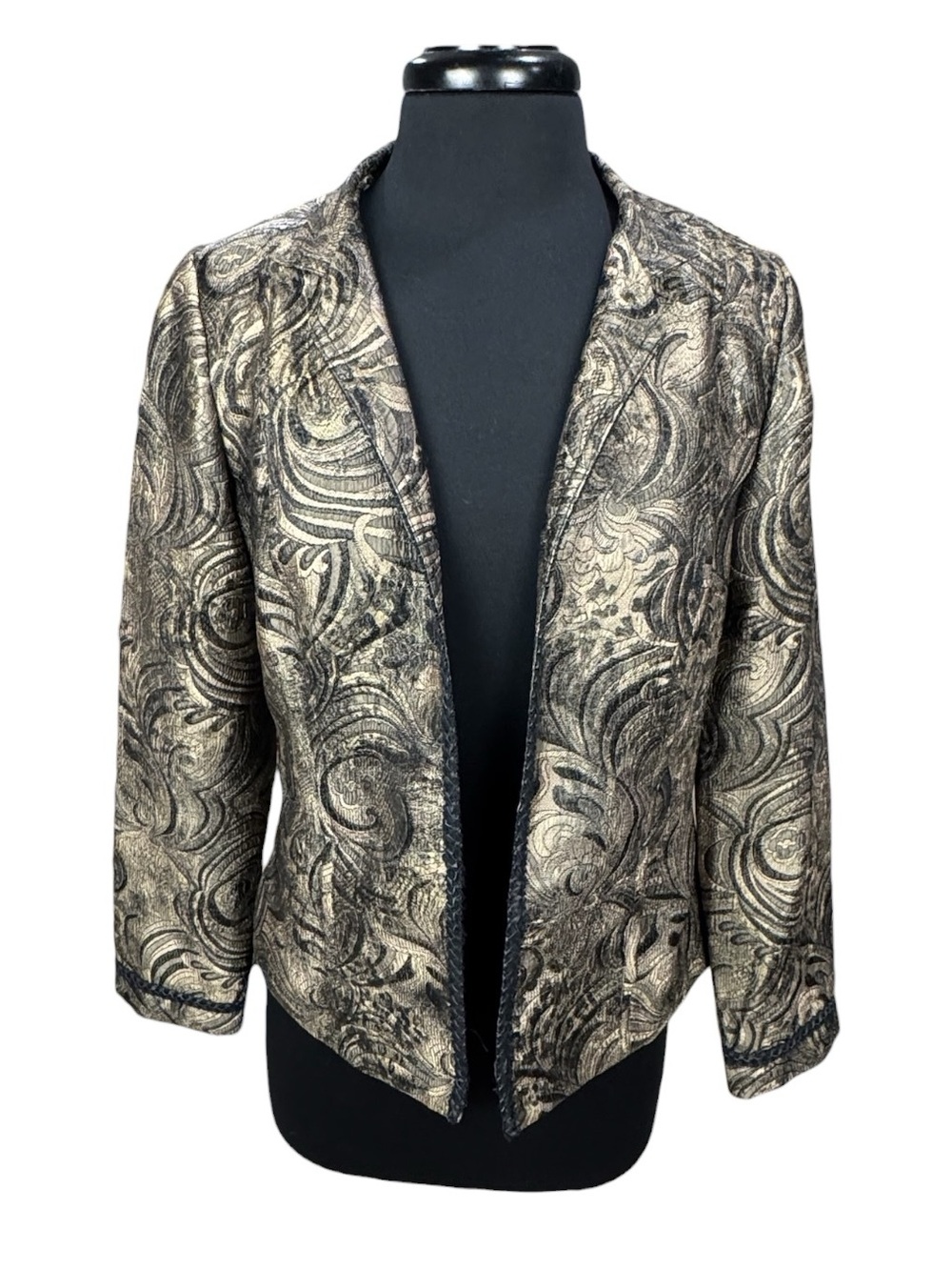 Chico’s Black Bronze Metallic Jacquard Blazer Women’s Chico’s 0 / Size Small